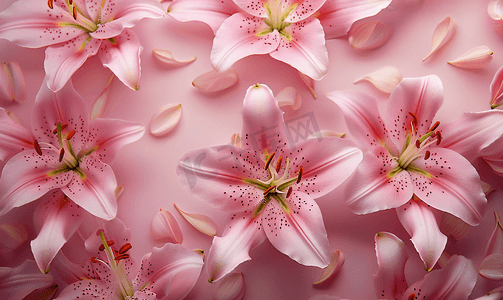 虎耳草属植物手绘摄影照片_上面的粉红虎百合特写视图