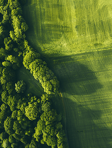 绿色清新草地背景摄影照片_从无人机上鸟瞰夏季美丽的清新绿色乡村景色