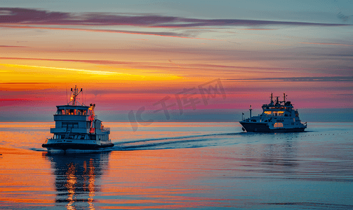 晚上在波罗的海的班轮和船