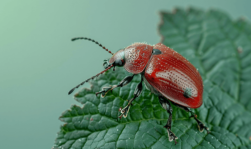昆虫金属摄影照片_桤木叶甲虫近距离