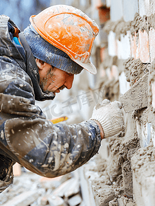 建筑工人劳动者摄影照片_建筑泥瓦匠工人瓦工