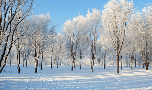 天空摄影照片_冬天的风景冬天森林里没有叶子的树