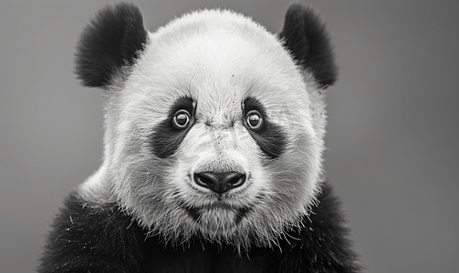 动物小熊可爱摄影照片_黑白大熊猫的可爱面孔