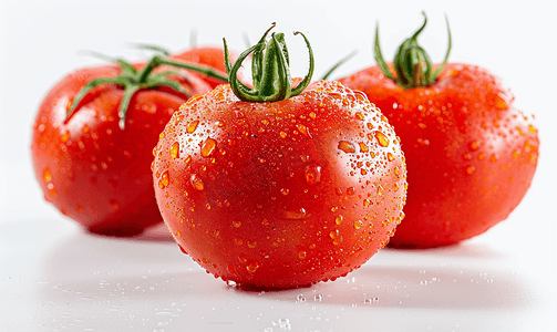 孤立在白色背景上的新鲜多汁红番茄