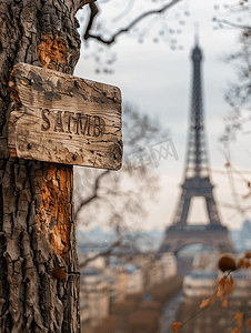 死树上的巴黎距离木标