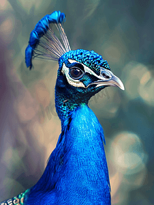 羽毛标志摄影照片_孔雀雉身上美丽明亮的蓝色羽毛