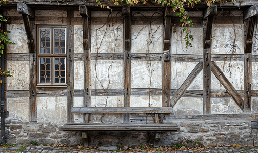 中世纪木结构房屋的墙壁