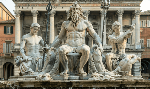 博洛尼亚喷泉上的海王星雕塑