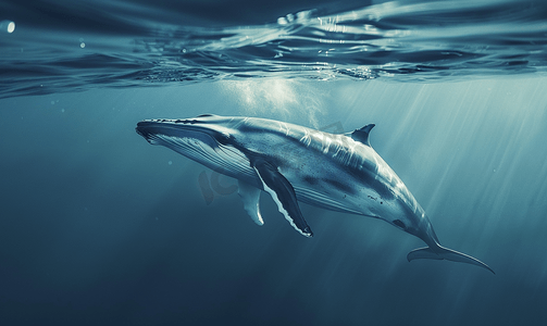 长须鲸在海面呼吸