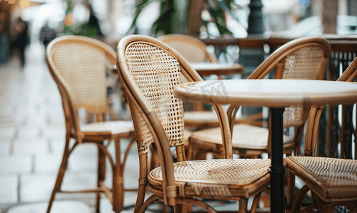 巴黎咖啡馆的藤椅