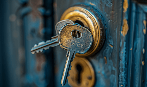 门锁孔中的一串家门钥匙