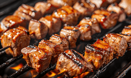 烤肉串和猪肉烤肉串