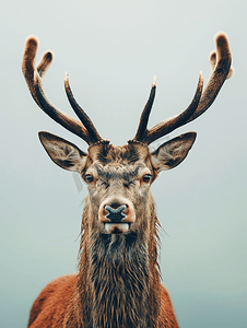 雄性红鹿肖像看着你