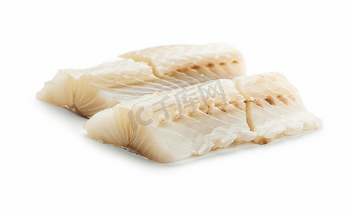 新鲜多莉鱼片切成薄片白色背景上孤立