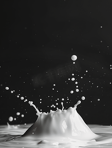 黑色背景中一滴美丽的牛奶飞溅