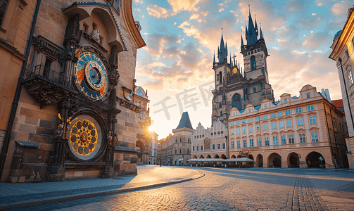 城市日历摄影照片_布拉格老城的布拉格天文钟