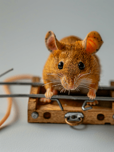 5只老鼠鼠摄影照片_玩具老鼠被困在陷阱里
