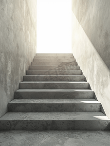 楼梯梯子摄影照片_通向光明的混凝土楼梯希望和光明的未来概念