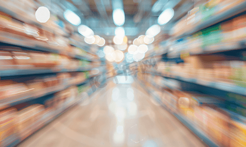 销售框摄影照片_摘要超市杂货店模糊的散焦背景与散景光