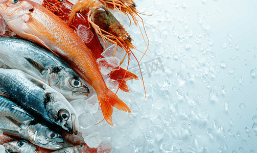 鲈鱼菜摄影照片_冰冻生鱼和海鲜