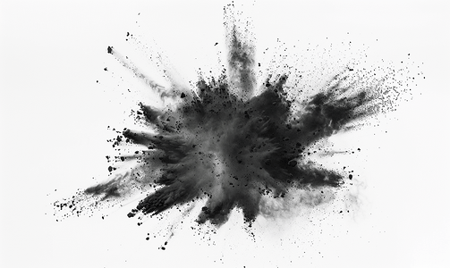 创意冬至字体摄影照片_白色背景下的黑火药爆炸
