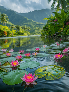 法属波利尼西亚大溪地瓦帕希水上花园的水花