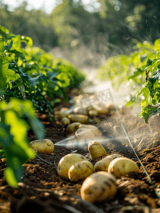 马铃薯种植园喷洒杀虫剂