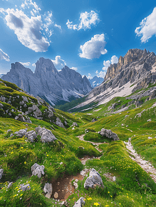 法内斯多洛米蒂山山脉全景