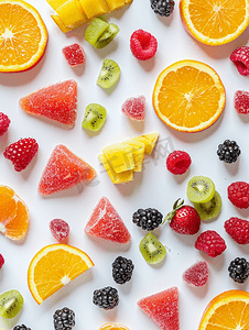 果冻糖和新鲜水果