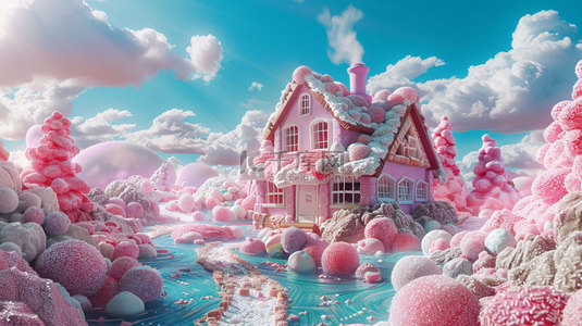 冰淇淋素材背景图片_冰淇淋房屋云层合成创意素材背景