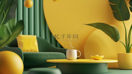 茶杯沙发家居合成创意素材背景