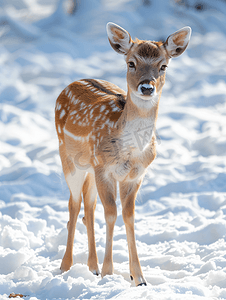 雪背景上的鹿
