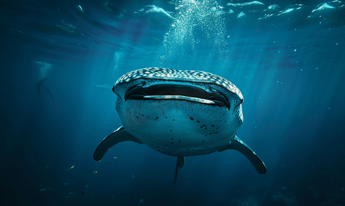 点巨人摄影照片_鲸鲨在水下向你走来