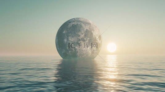 月球背景图片_月球水面漂浮合成创意素材背景