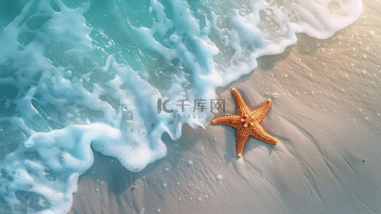 海星素材背景图片_海浪海滩海星合成创意素材背景