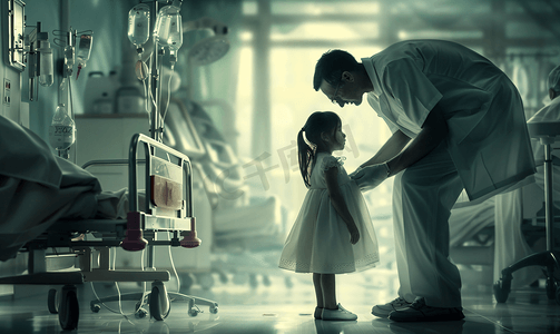 医院医生给小女孩看病