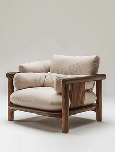 扶手椅椅子个人沙发坚固的天然木材结构座椅和靠背采用织物