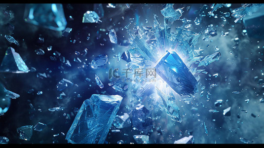 冰块背景素材背景图片_蓝色冰块破碎合成创意素材背景