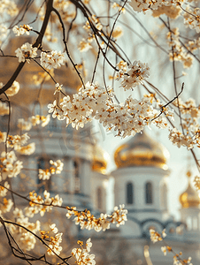 圣索菲亚大教堂和开花的七叶树