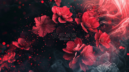优雅背景图片_红色鲜花优雅合成创意素材背景
