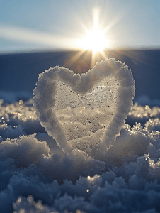 发光星星摄影照片_冬季背景阳光下闪闪发光的雪花爱心的象征