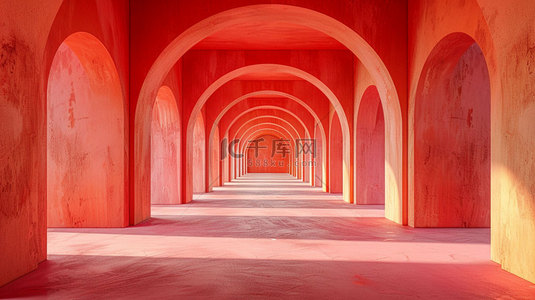 红色拱门空间合成创意素材背景