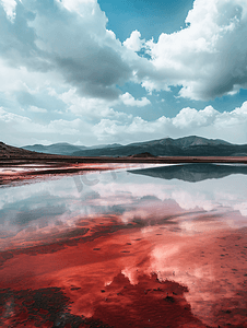 红色盐水池景观全景景观