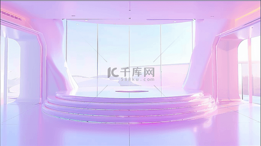 粉紫色产品背景图片_618粉紫色3D直播间室内大窗空间图片