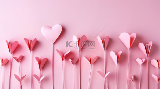 粉色折纸爱心合成创意素材背景