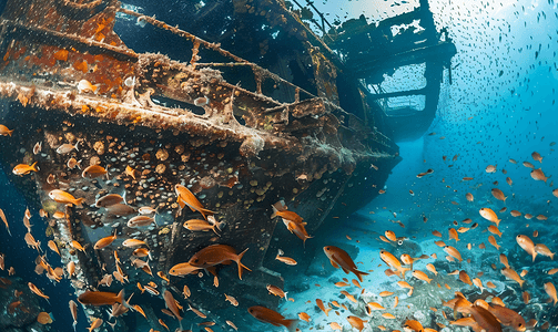 马尔代夫沉船上的玻璃鱼巨型诱饵球内部