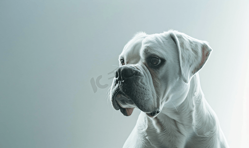 白色毛皮拳师犬肖像