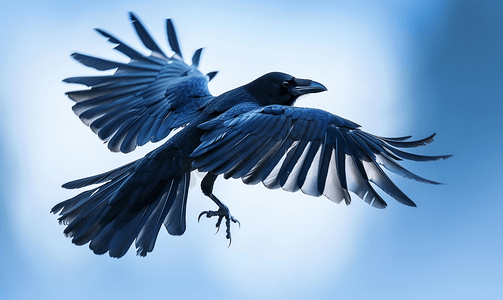 天空中的乌鸦飞翔的鸟