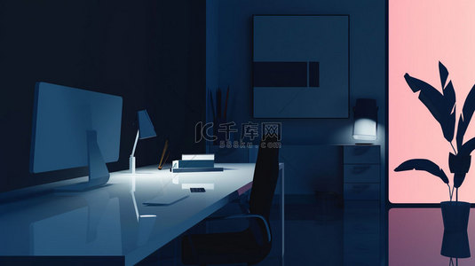 桌子电脑台灯合成创意素材背景