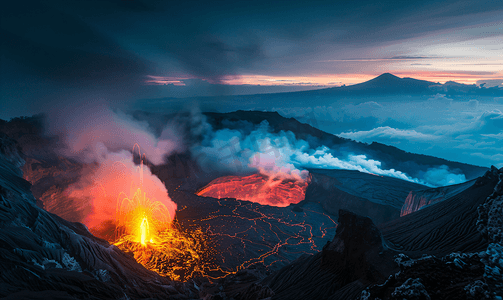 火岩石摄影照片_巴厘岛阿贡伊真火山爆发
